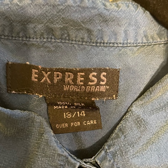 Express Blue Sleeveless Button Down Blouse - Picture 3 of 4